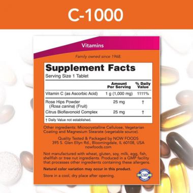 Now Vitamin C-1000 mg with 100 mg of Bioflavonoids, 100 Capsules