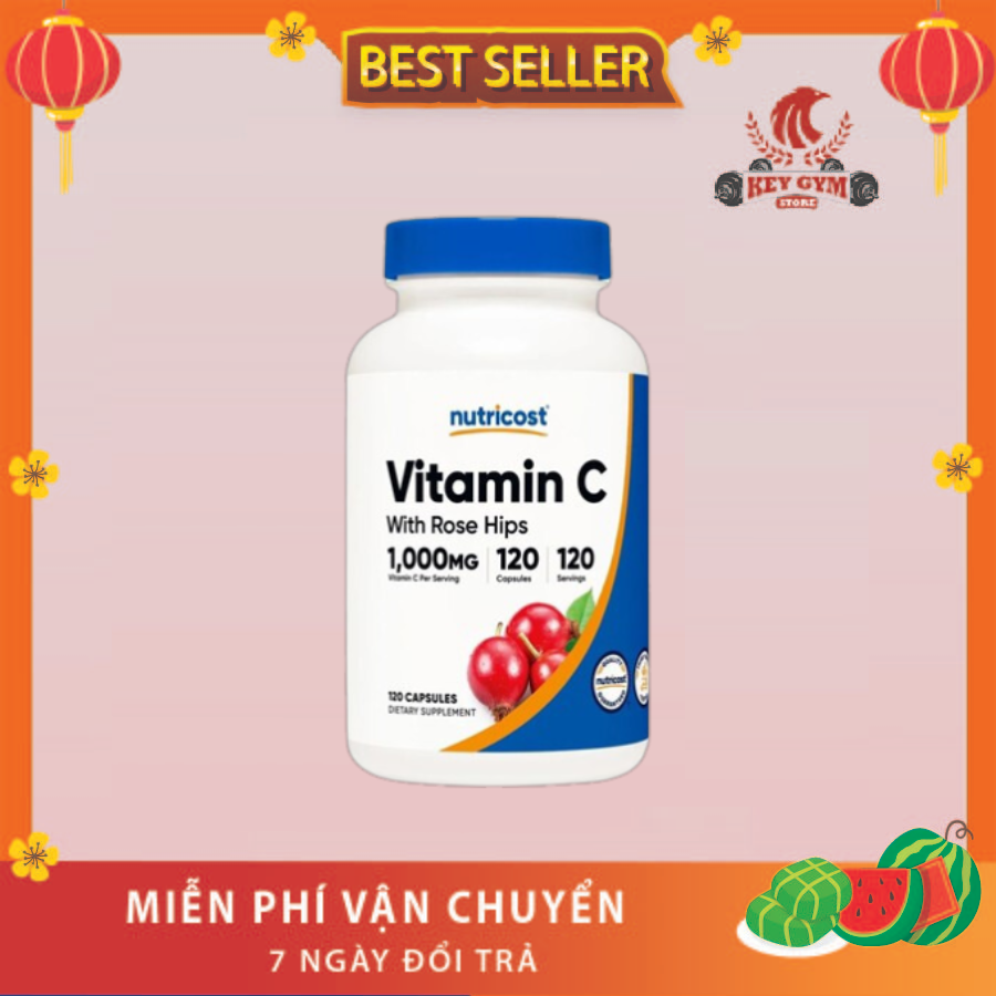Nutricost Vitamin C With Rose Hips 1000mg 120 Capsules