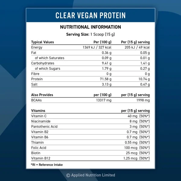 Applied Nutrition Clear Vegan Protein 300G , 20servings